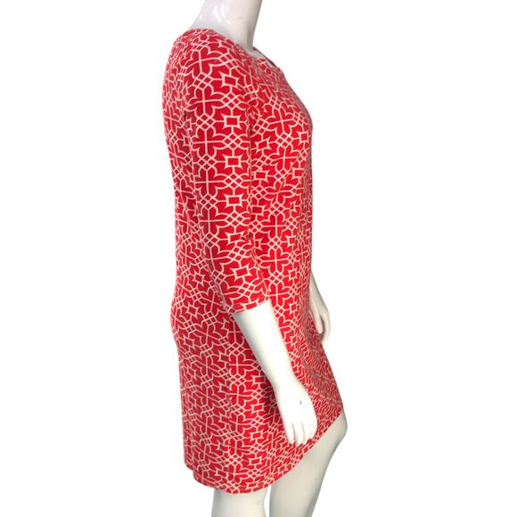 Gretchen Scott Womens Size L Dress Shift Jersey Geometric Print Round Neck Red - Picture 9 of 15